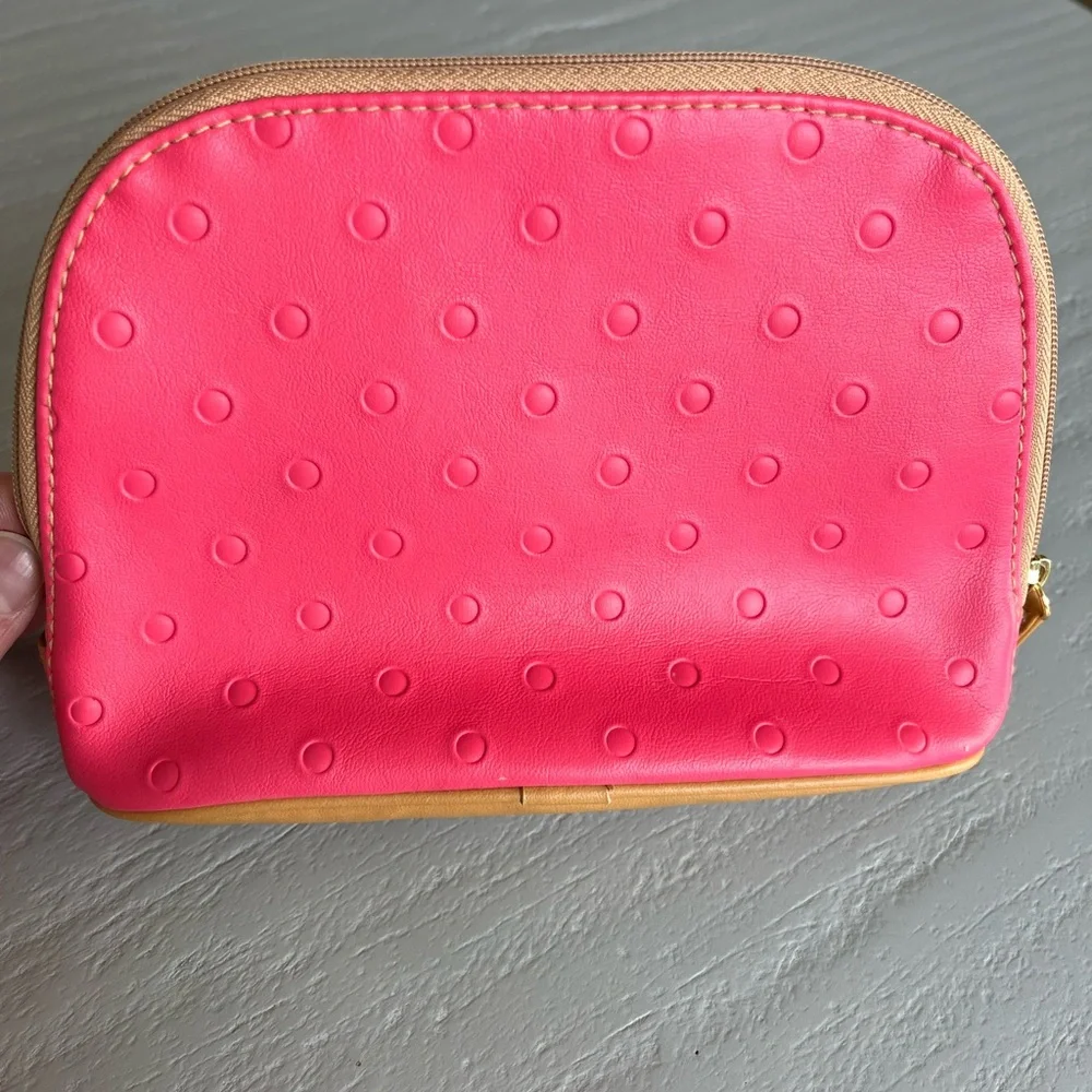 Vintage 90s Estée Lauder Pink Tan Zip Cosmetic Makeup Travel Bag